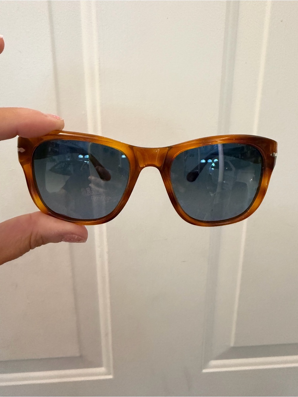 Persol Tortoiseshell Frame Sunglasses with Blue Lenses